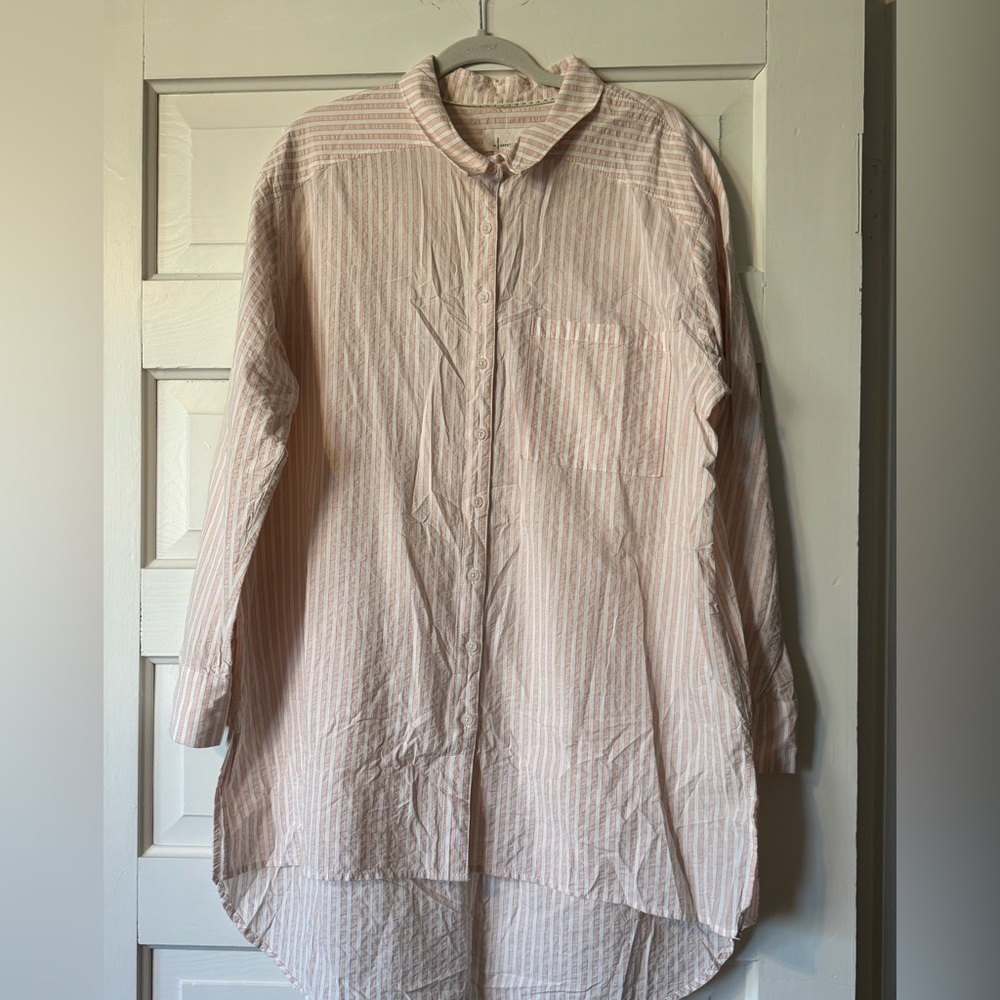 Striped Pink white & green Button-Up Shirt